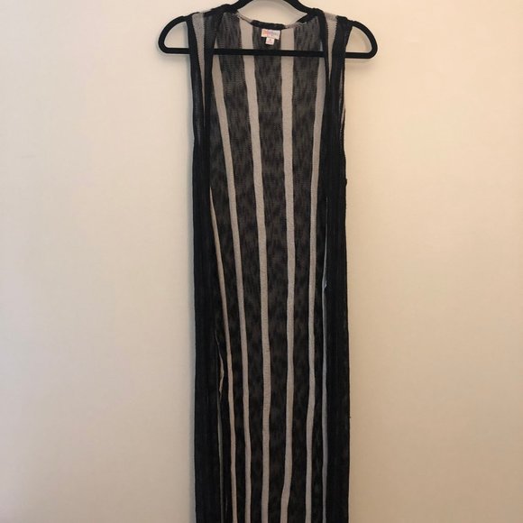 LuLaRoe Sweaters - LuLaRoe Joy Duster Vest Black/White Striped Knit